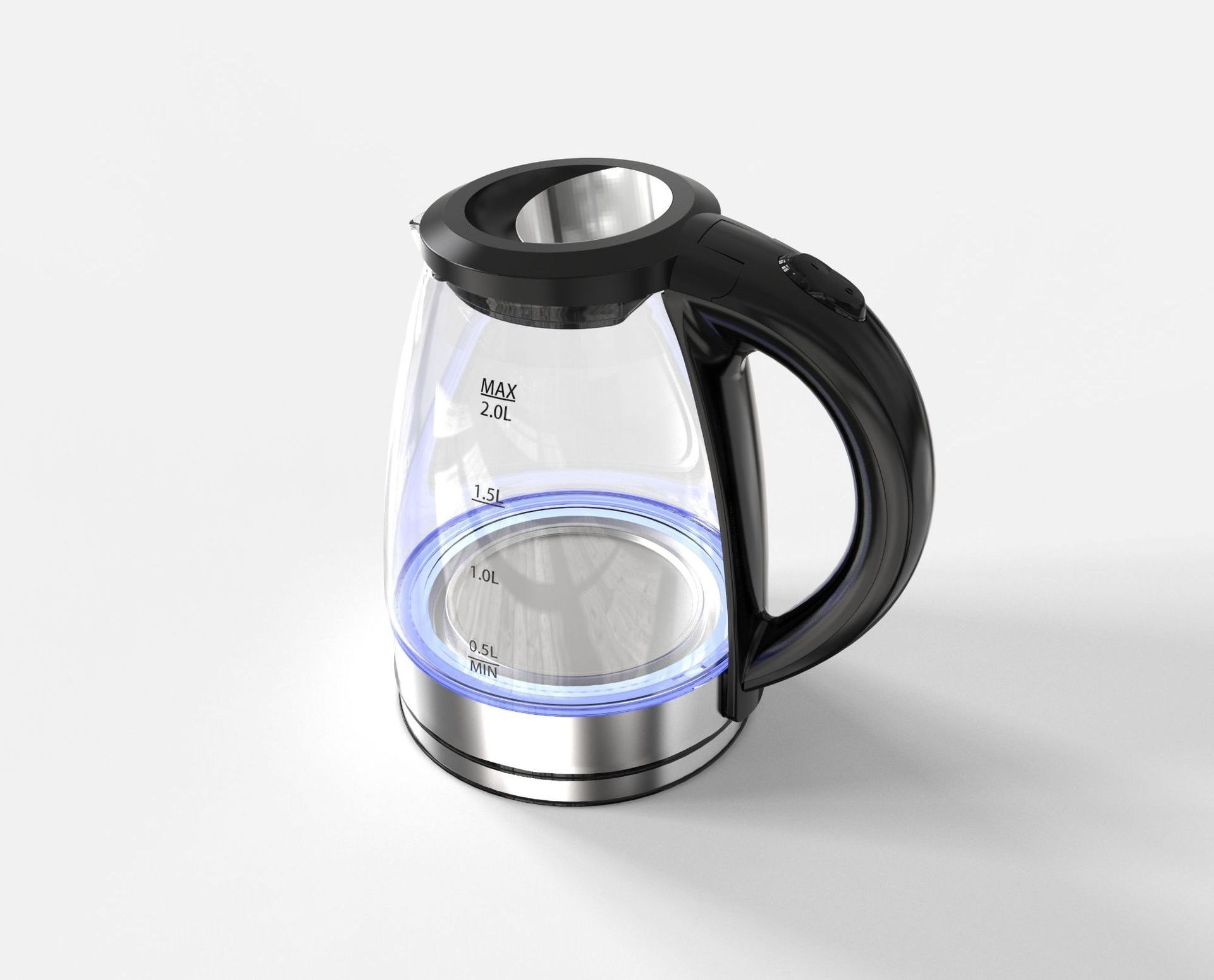 2.0l clear high boron glass LED blue light boiling fast electric kettle