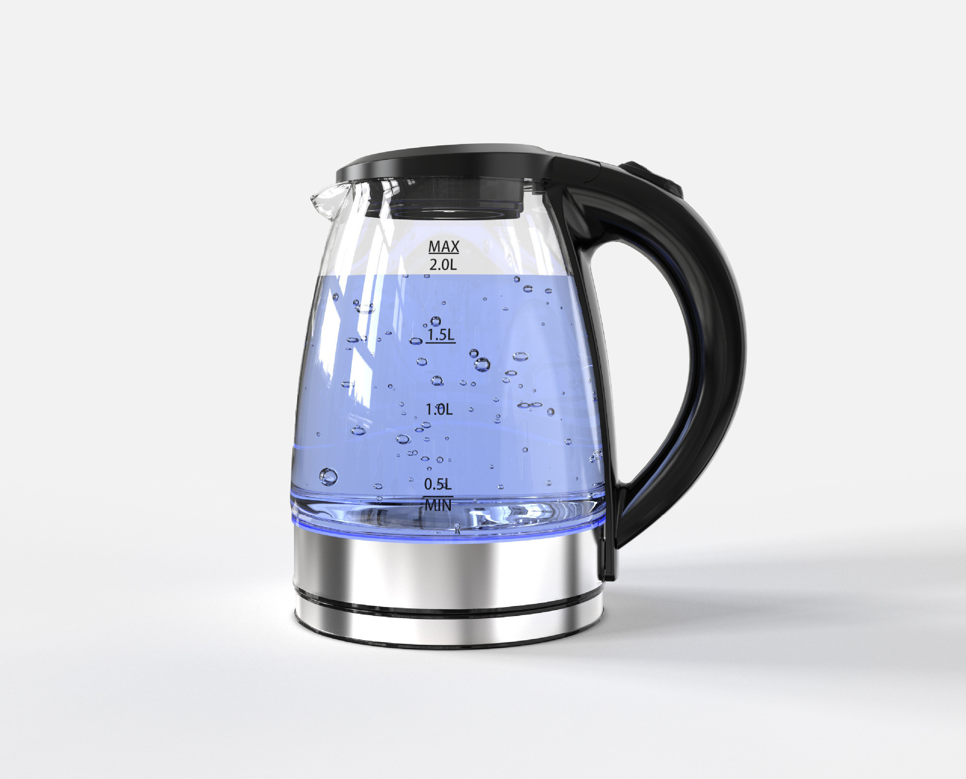 2.0l clear high boron glass LED blue light boiling fast electric kettle