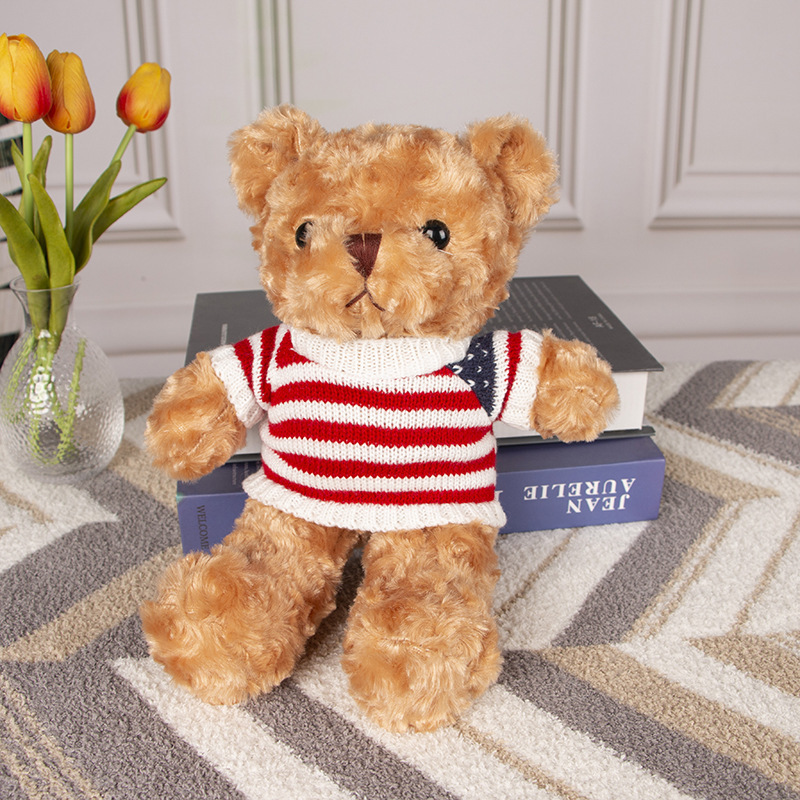 ASTM EN71 Custom Small Teddy Bear Plush Toy Creative Stuffed Animal Mascot Cute Mini Soft Plushies Birthday Gift With Sweater