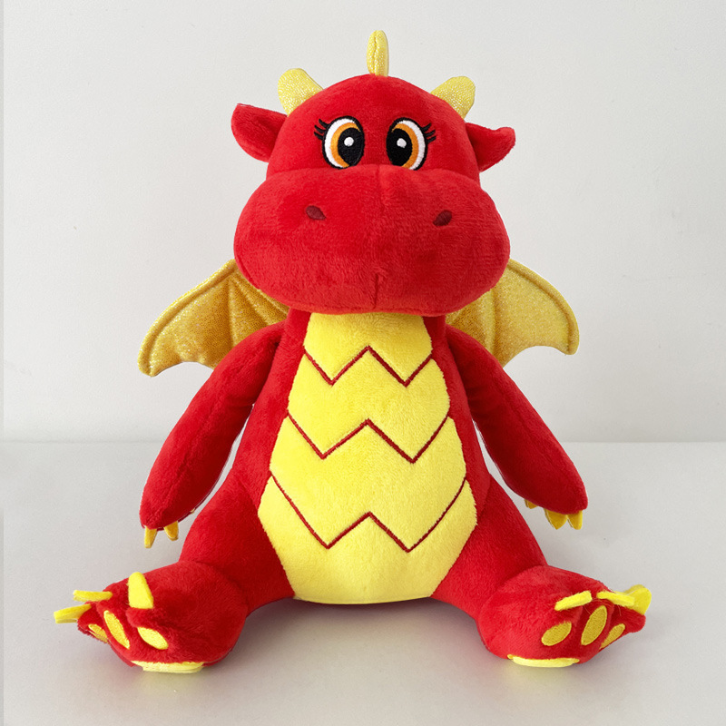 25cm custom plush dragon Chinese mascot dragon stuffed dinosaur animal toys soft flying dragon gifts