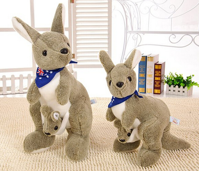 Quality Low Price Soft Australia Baby Blue Stroller Hanging Cuddly Hand Puppets Stuffed Animals Kangaroo Plush Stuffed Anime Toy