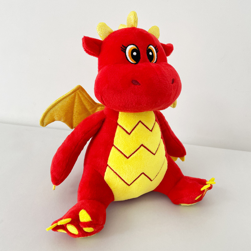 25cm custom plush dragon Chinese mascot dragon stuffed dinosaur animal toys soft flying dragon gifts