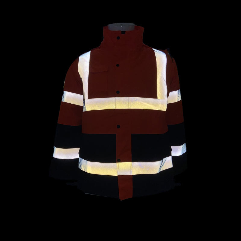 Waterproof High Visibility Winter Safety Bomber Jackets Reflective Workwear Jackets With Zipper