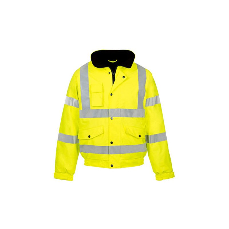 2022 NEW Hi Vis Bomber Reflective Safety Winter Jacket Workwear Concealed Hooded Padded Waterproof Work Wear Coat