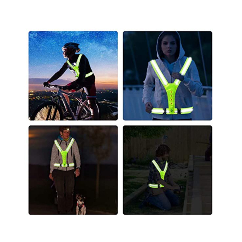 Safety Vest LED Reflective Gear Reflective Running Vest with Adjustable Elastic Belt For Night Walkers Bikers