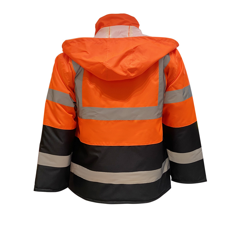 Waterproof High Visibility Winter Safety Bomber Jackets Reflective Workwear Jackets With Zipper