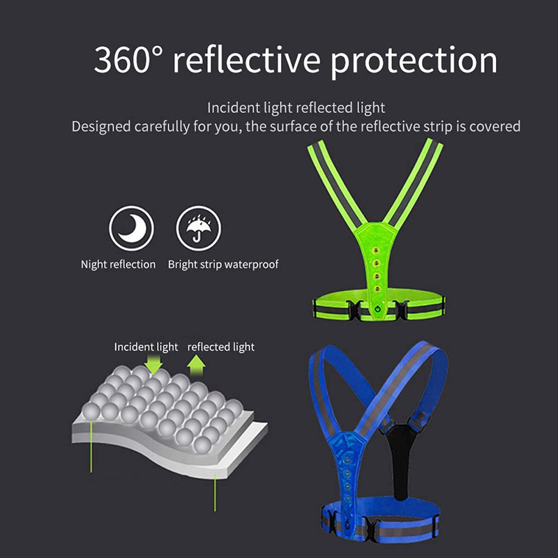 LED Reflective Running Vest Belt Adjustable Elastic Safety Gear for Running,Walking,Cycling/Biking