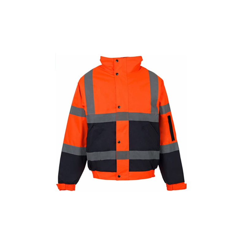 2022 NEW Hi Vis Bomber Reflective Safety Winter Jacket Workwear Concealed Hooded Padded Waterproof Work Wear Coat