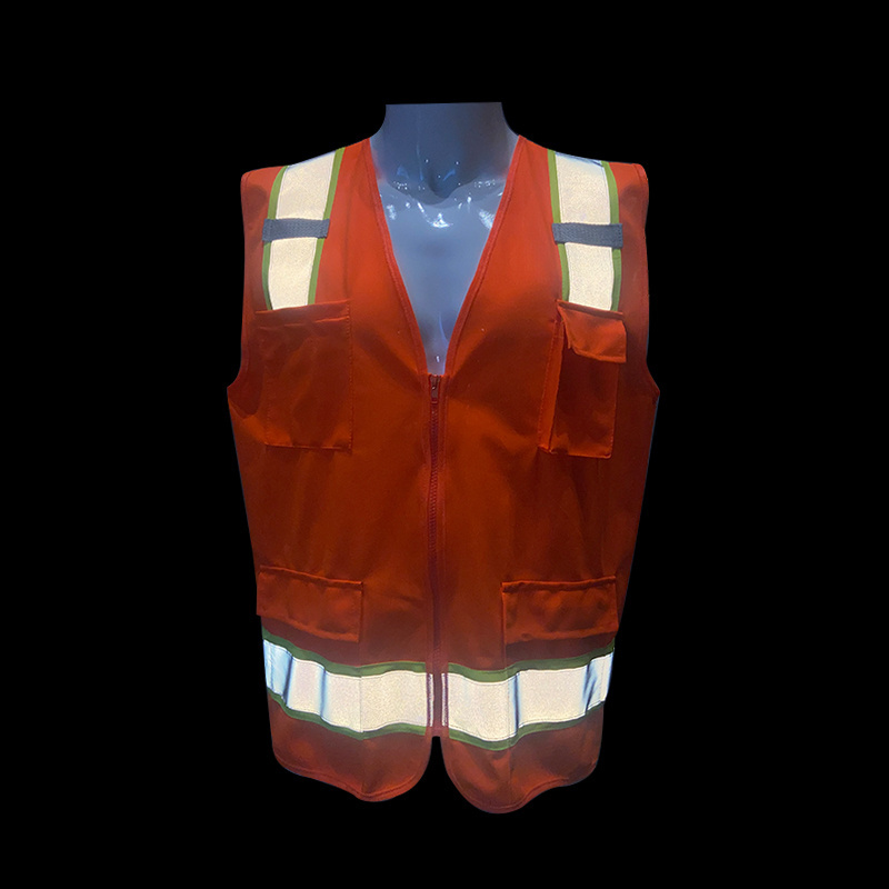 High Visibility Mesh Safety Vest ANSI Class 2 Security Construction Reflective Vest with Pockets and Zipper