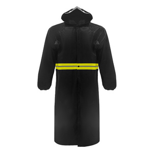 Hooded Safety Long Rain Poncho Jacket Classic Raincoat Waterproof Hi Vis Reflective Long Raincoat Jacket