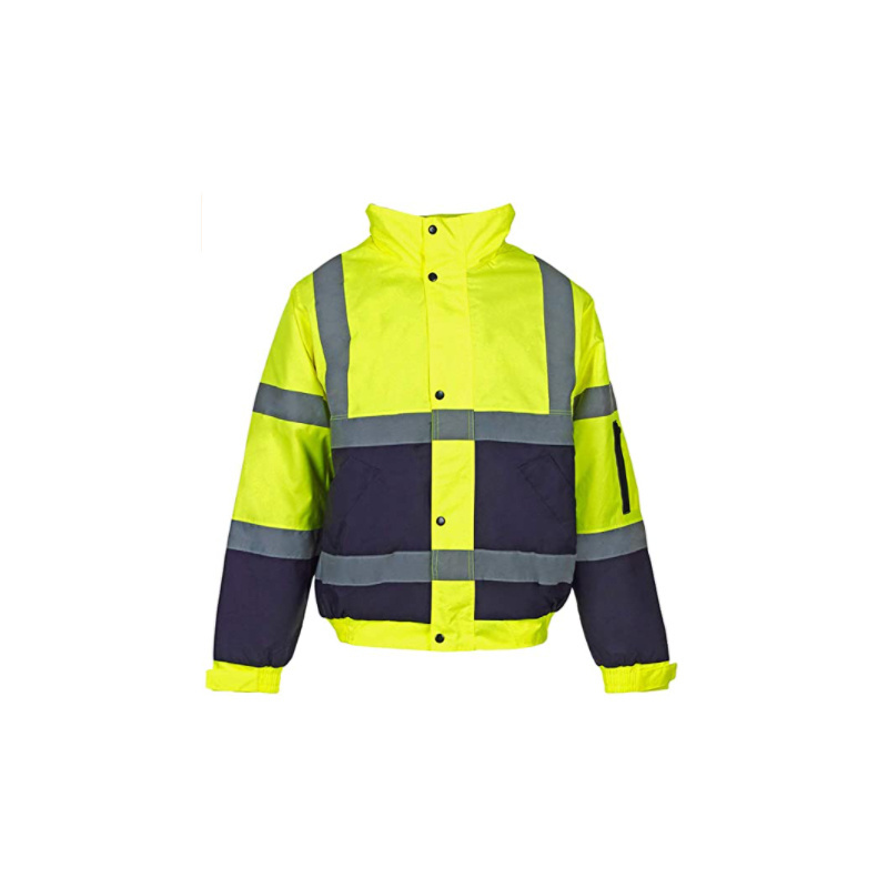 2022 NEW Hi Vis Bomber Reflective Safety Winter Jacket Workwear Concealed Hooded Padded Waterproof Work Wear Coat