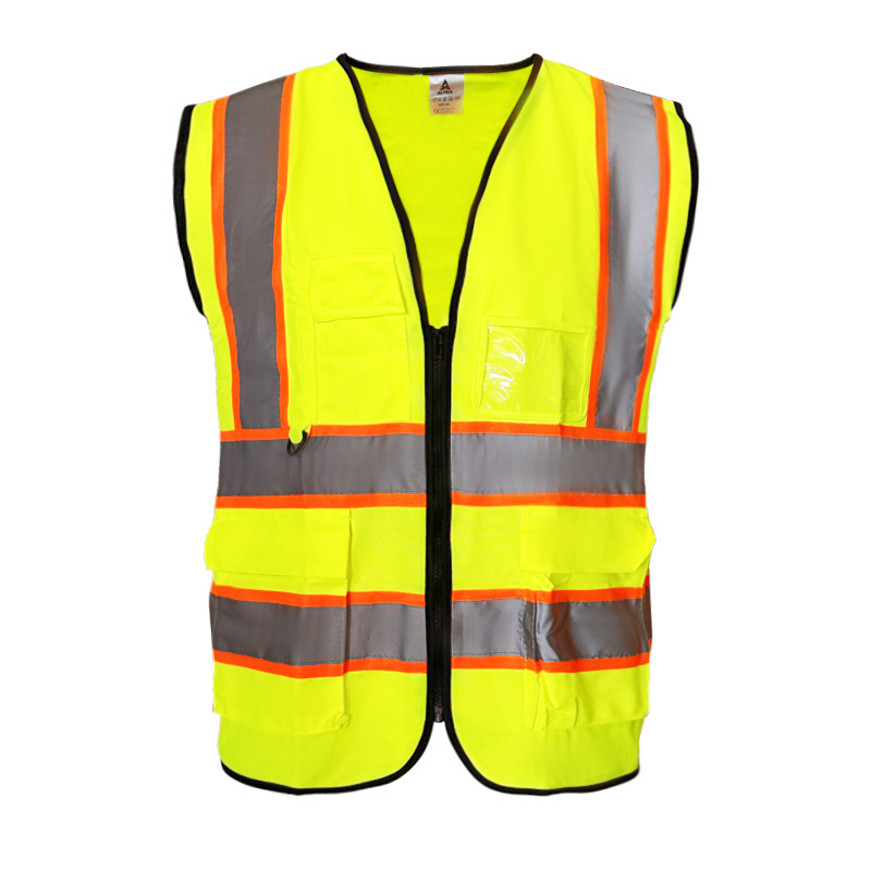 High Visibility Safety Reflective Vest Custom Your Logo Multipocket Workwear With Reflective Strips Outdoor Work Vests