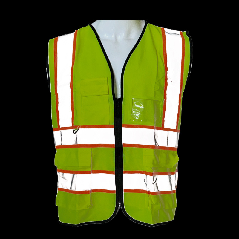 High Visibility Safety Reflective Vest Custom Your Logo Multipocket Workwear With Reflective Strips Outdoor Work Vests