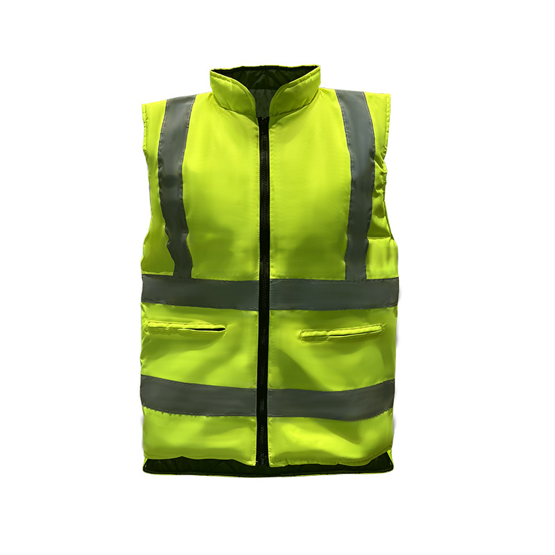 Quilted Winter Reflective Work Vest Mens High Visibility Safety Vest with Reflective Tape