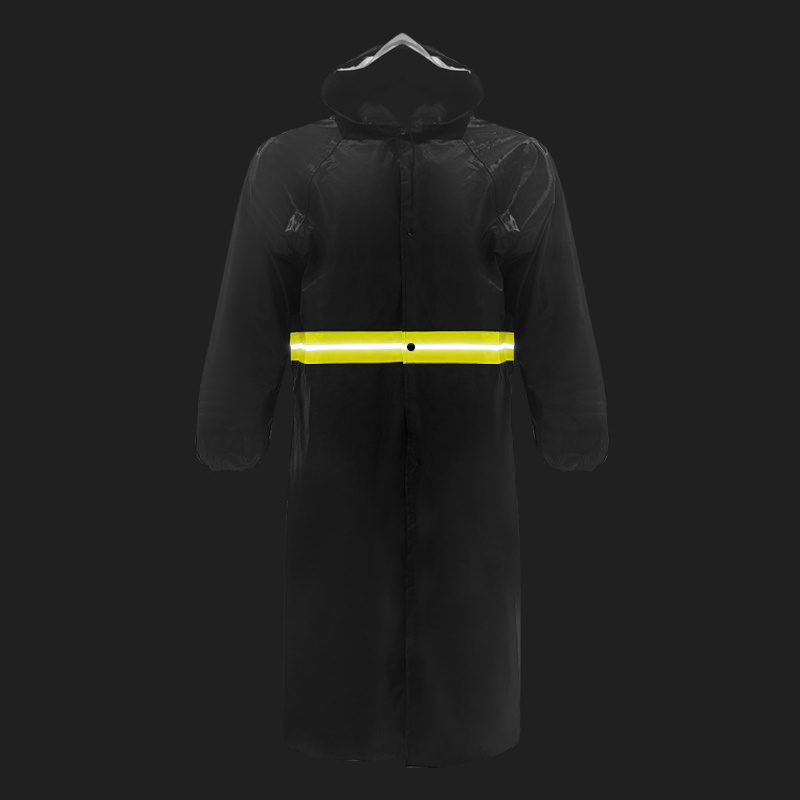 Hooded Safety Long Rain Poncho Jacket Classic Raincoat Waterproof Hi Vis Reflective Long Raincoat Jacket