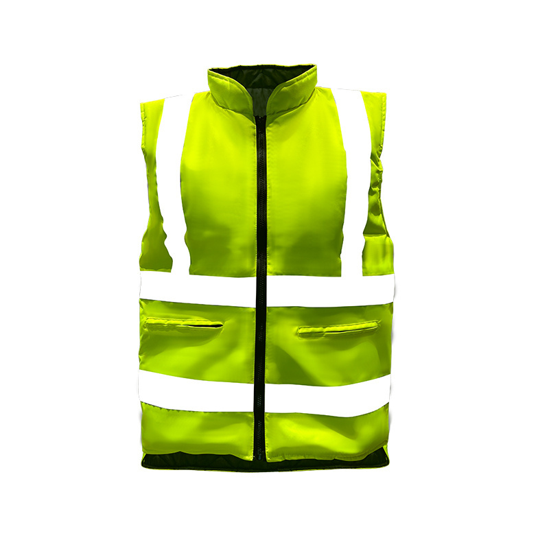 Quilted Winter Reflective Work Vest Mens High Visibility Safety Vest with Reflective Tape