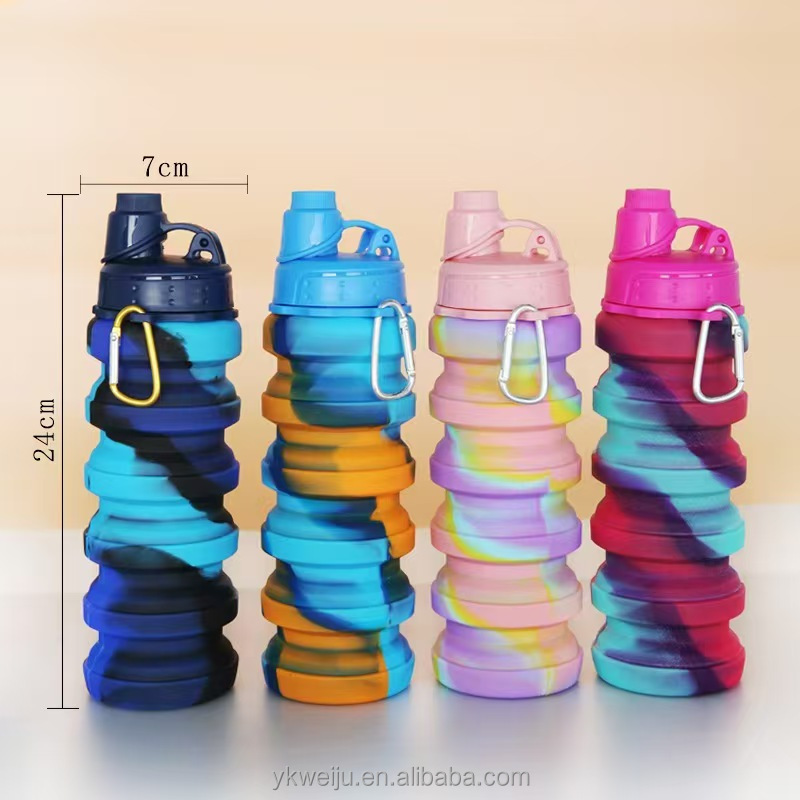 Food standard portable empty bottles silicone sealant sport foldable  fitness Protein Powder bottle