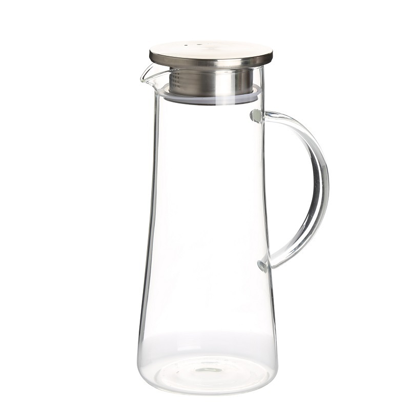 Water Coffee Carafe Borosilicate Glass with Handle and Stainless Steel Lid Minimalist Transparent Household Glass Kettle