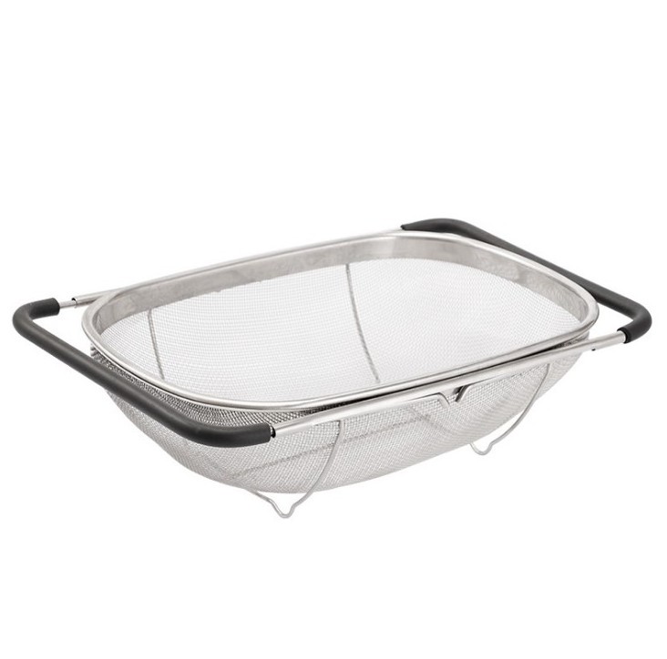 China Fruit And Vegetable Mesh Rice Washing Stretchable Sink 304 Stainless Steel Kitchen Telescopic Drain Basket