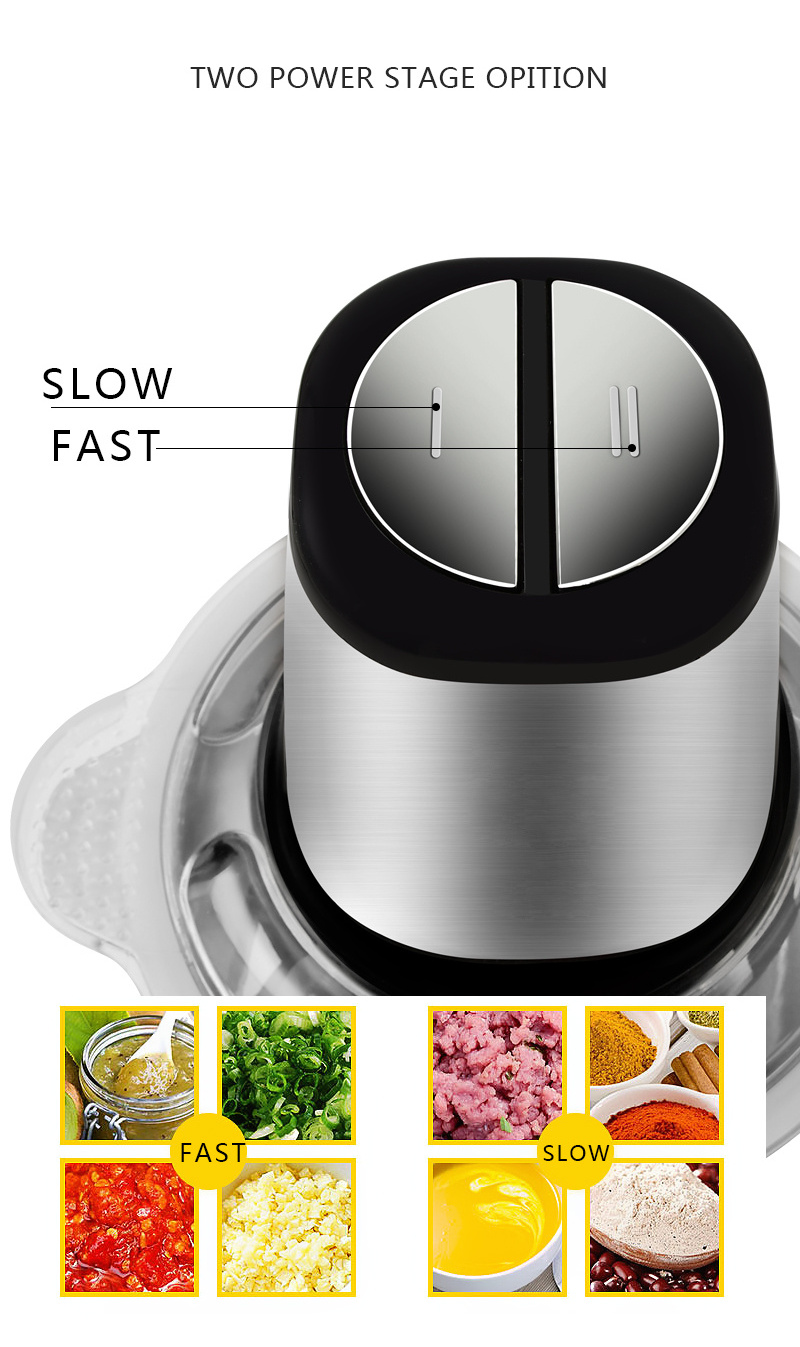 Stainless Steel 3L Meat Chopper Vegetable And Garlic Grinders  Electric Multi-function Meat Chopper