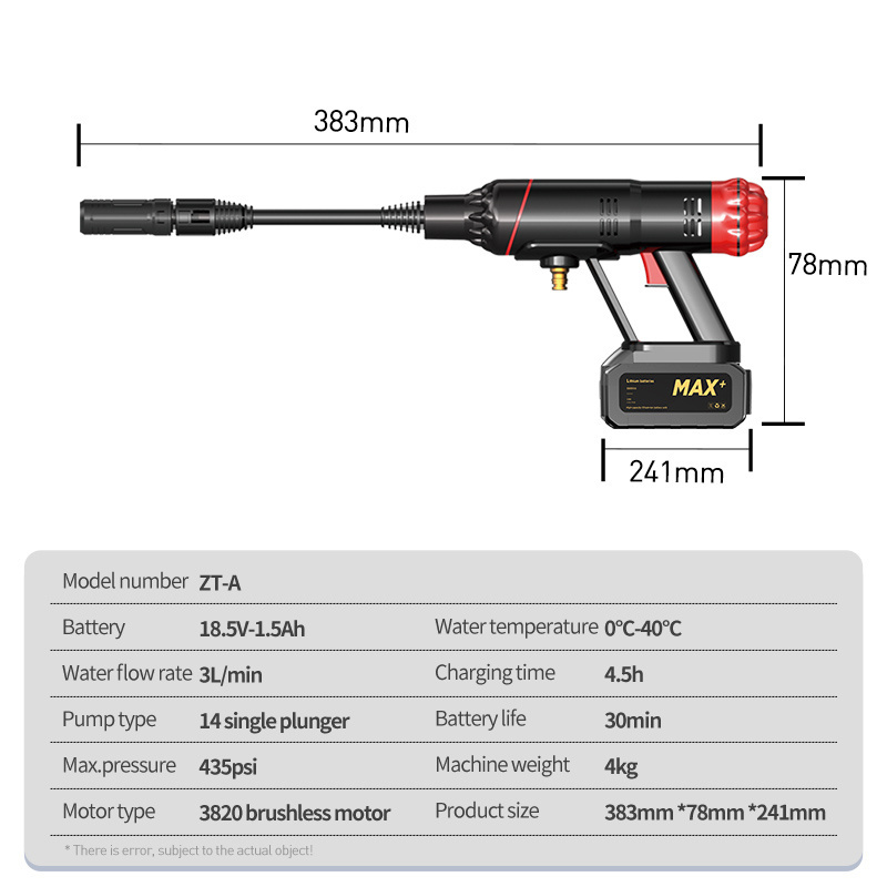 Factory Direct Sales Wireless Car Washer ABS Brushless Automatic Car Wash 18.5V Car Washer Gun