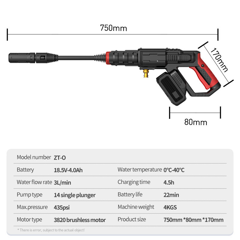 Portable Brushless Automatic Rechargeable High Pressure Car Washer Water Gun Portable Car Washer Gun