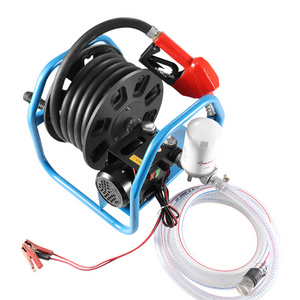 Large Flow 12/24V  Portable Fuel Pump Reel Hose Diesel Pump Diesel Reel Pump 550W