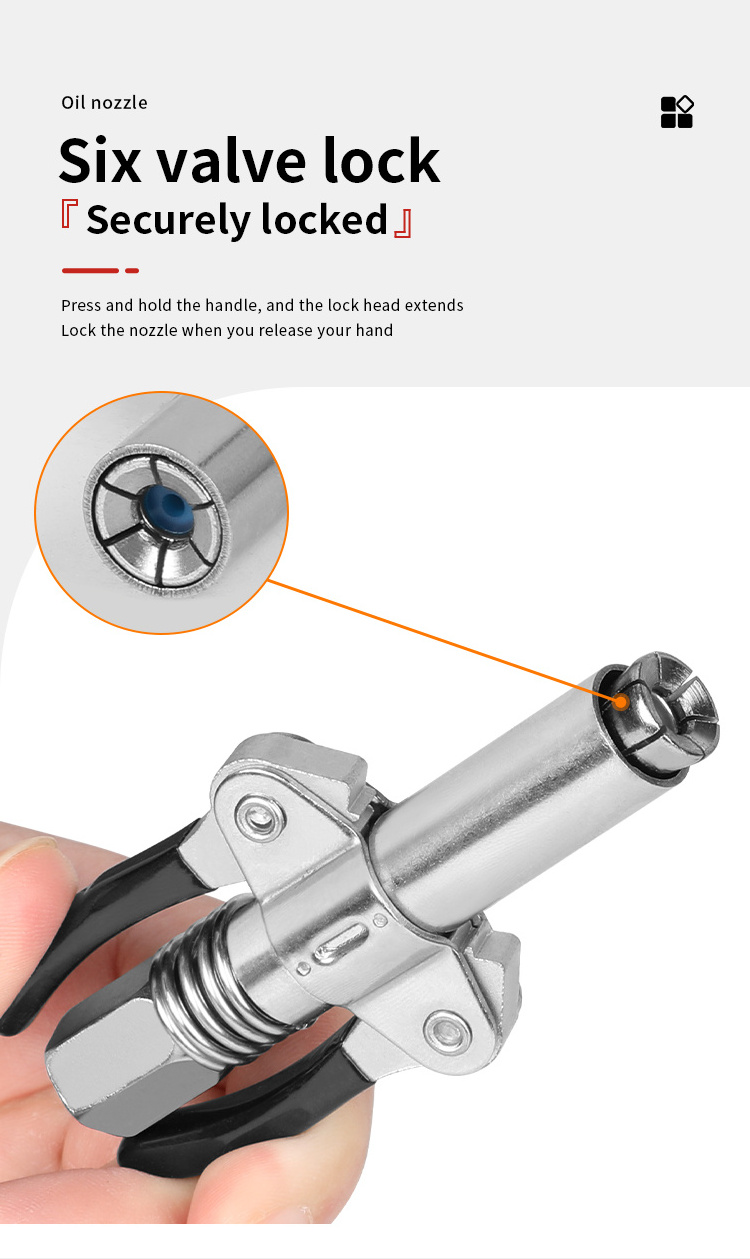 10000 PSI Grease Gun Coupler Heavy Duty Injection Nozzle Oil Pump Car Syringe Lubricant Tip With Spray Gun Gouble Nozzle