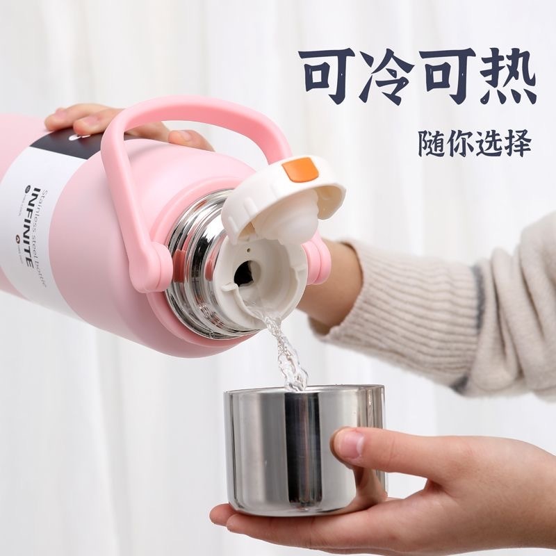 Outdoor Portable Stainless Steel Vacuum Insulation Pot Large Capacity Travel Car Teapot 800ml/1000ml Thermal Sports Thermos