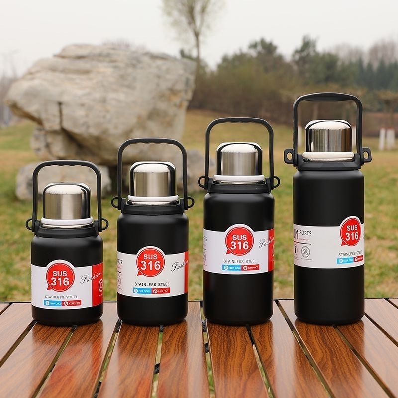 Outdoor Portable Stainless Steel Vacuum Insulation Pot Large Capacity Travel Car Teapot 800ml/1000ml Thermal Sports Thermos