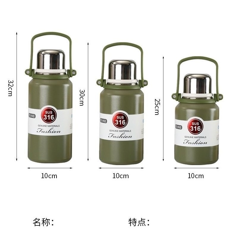 Outdoor Portable Stainless Steel Vacuum Insulation Pot Large Capacity Travel Car Teapot 800ml/1000ml Thermal Sports Thermos