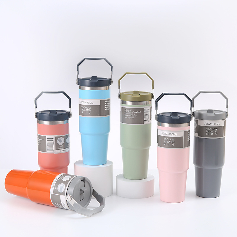 Factory Price 30oz Double Insulated Metal Tumbler Cup Vacuum 304 Stainless Steel Insulated Water Bottle Travel Mugs With Handle