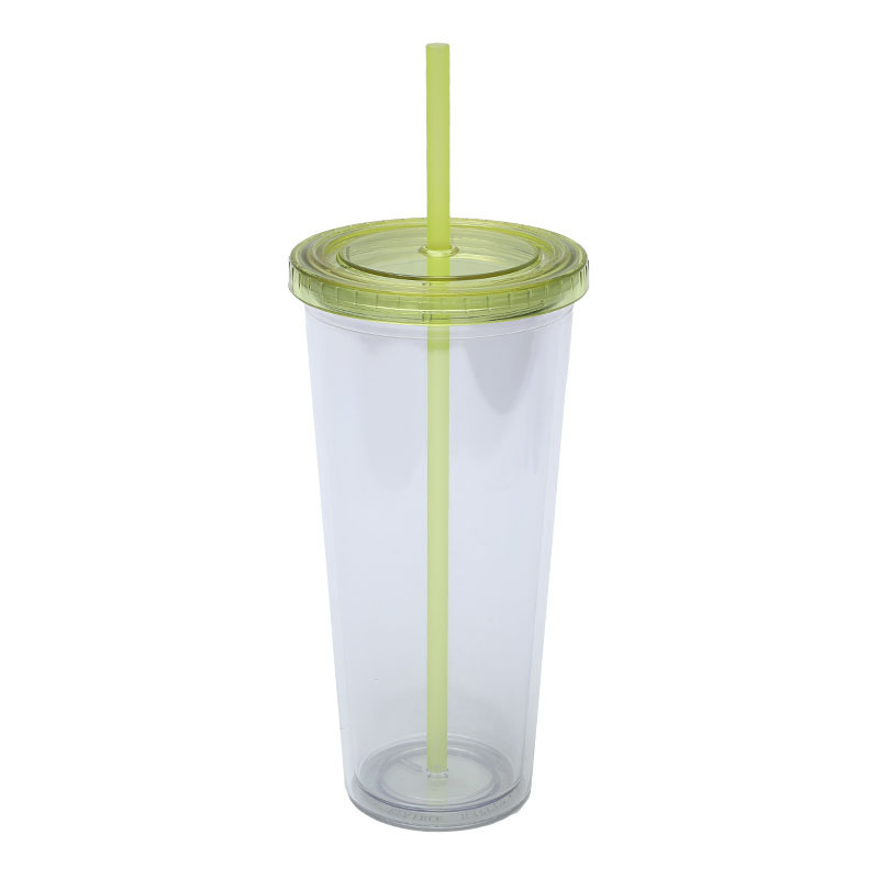 BORGE Custom Logo 24oz 710ml Transparent Double Wall Plastic Reusable Stadium Cup With Lid