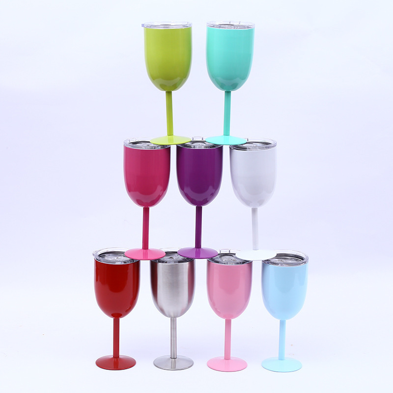 BORGE Hot Sale China Supplier 10oz Double Wall Stainless Steel Tumbler Goblet With Lid Metal Drinking Cup