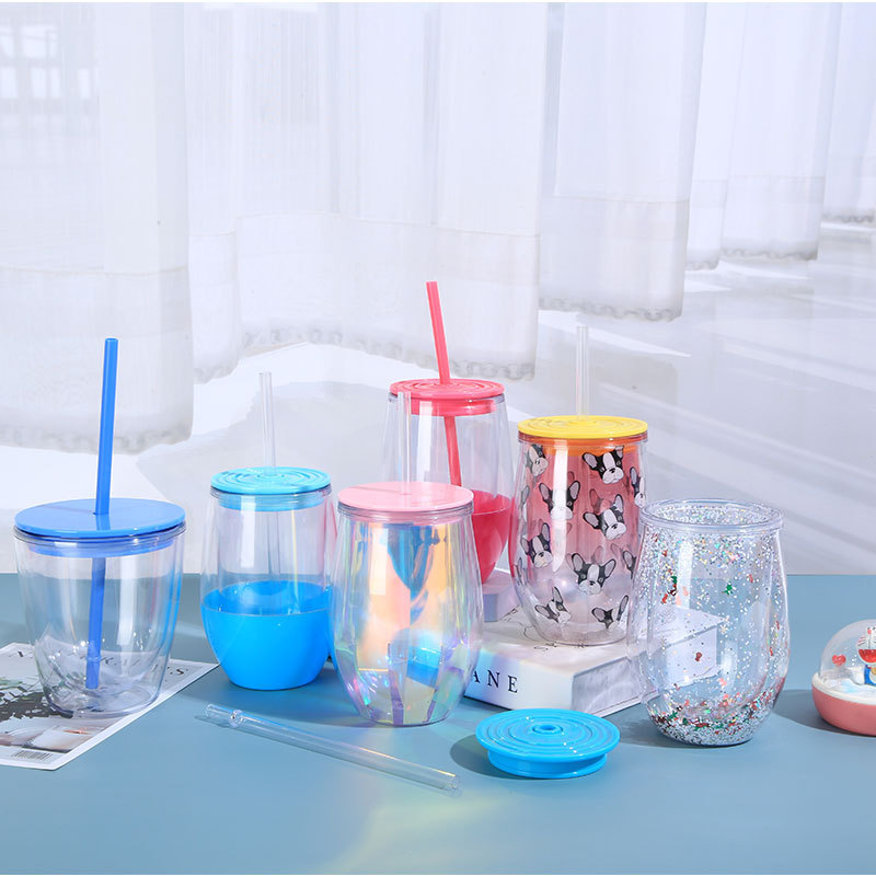 Custom Logo Jelly Mugs With Straw And Lid Cute Cartoon Glass Juice Cups Manufacture