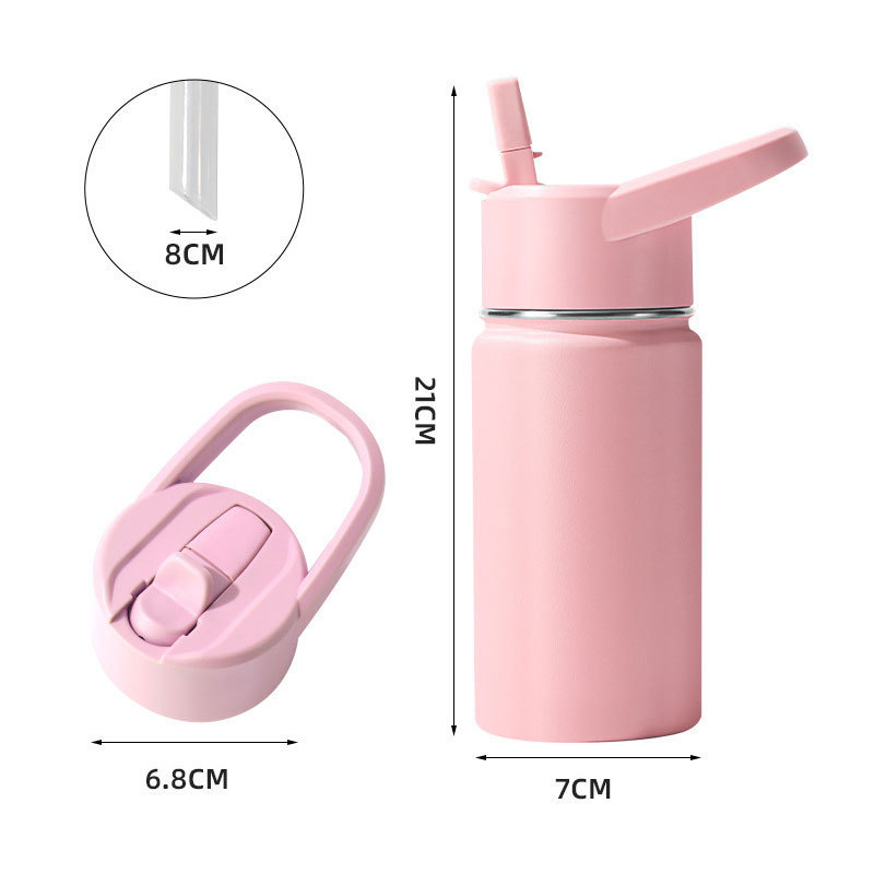 Fashion Korean Insulated Water Bottles With Straw Stainless Steel Coffee Cup Double Wall