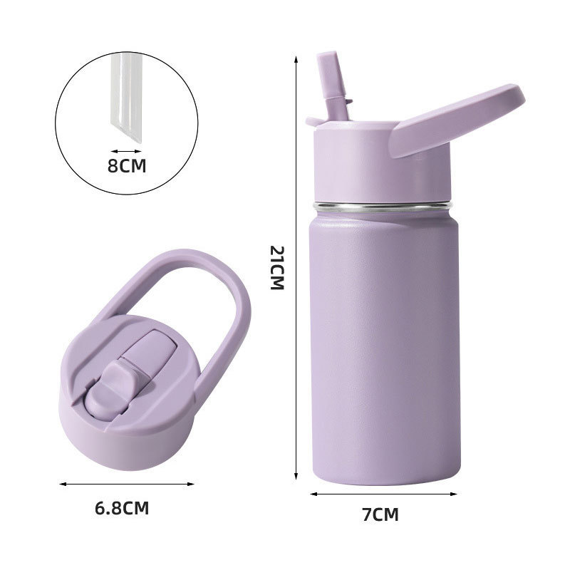 Fashion Korean Insulated Water Bottles With Straw Stainless Steel Coffee Cup Double Wall