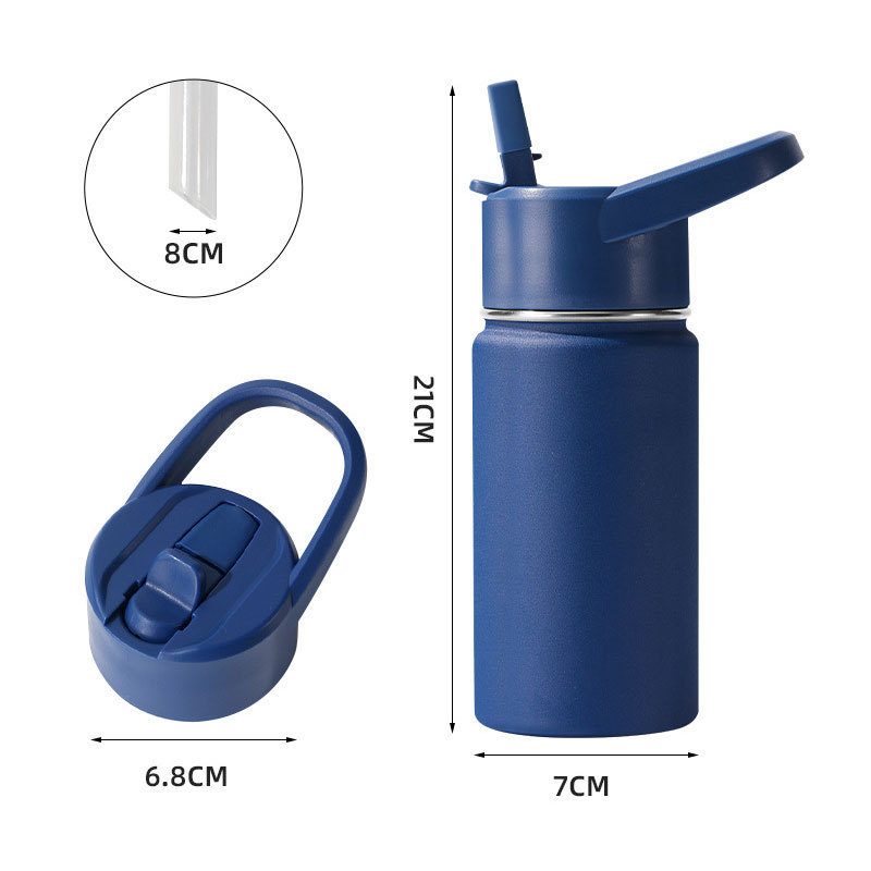 Fashion Korean Insulated Water Bottles With Straw Stainless Steel Coffee Cup Double Wall