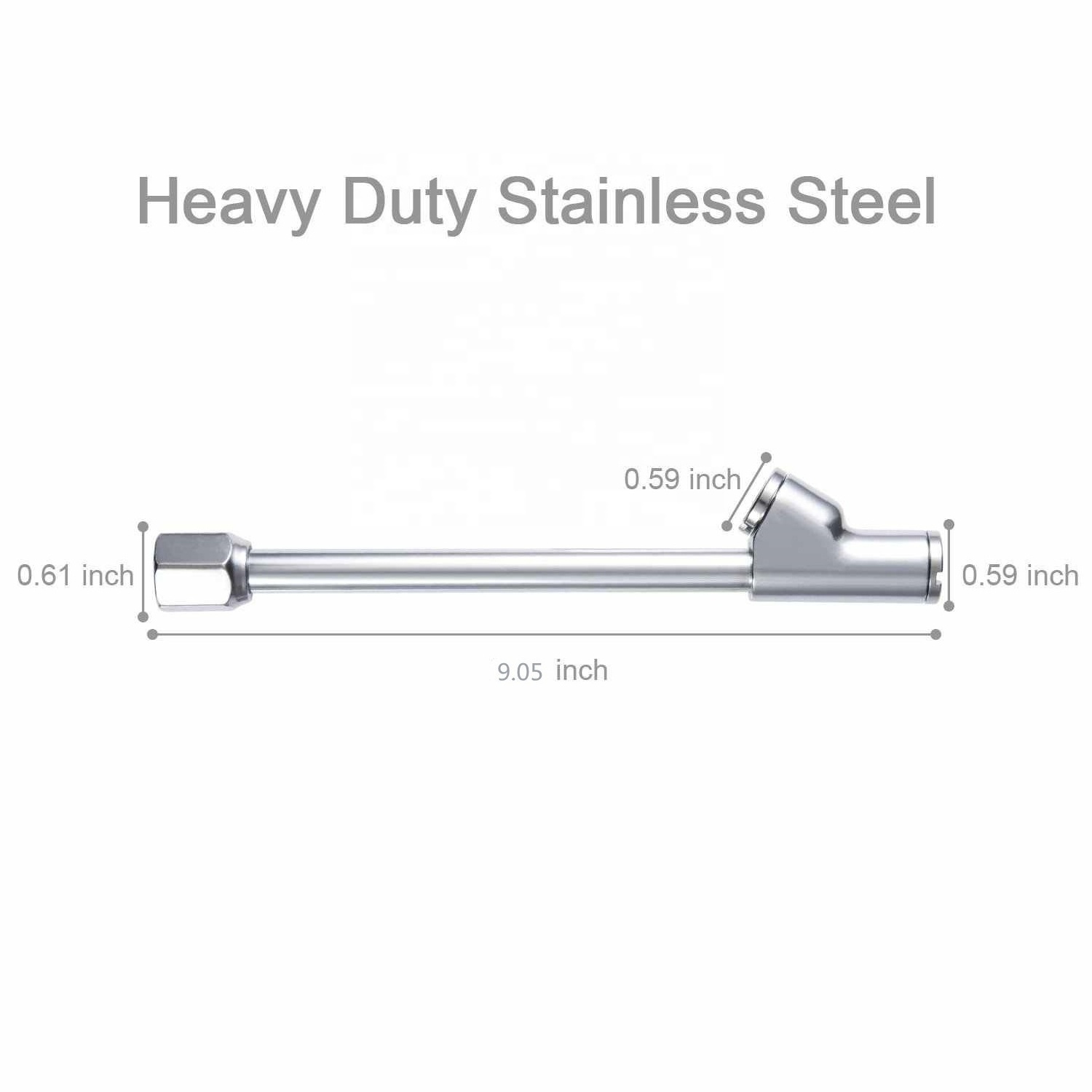 Air Chuck 1/4 FNPT RV Heavy Duty Dual Head Stainless Steel Tire Chuck for Inflator Gauge Compressor Accessories Silver