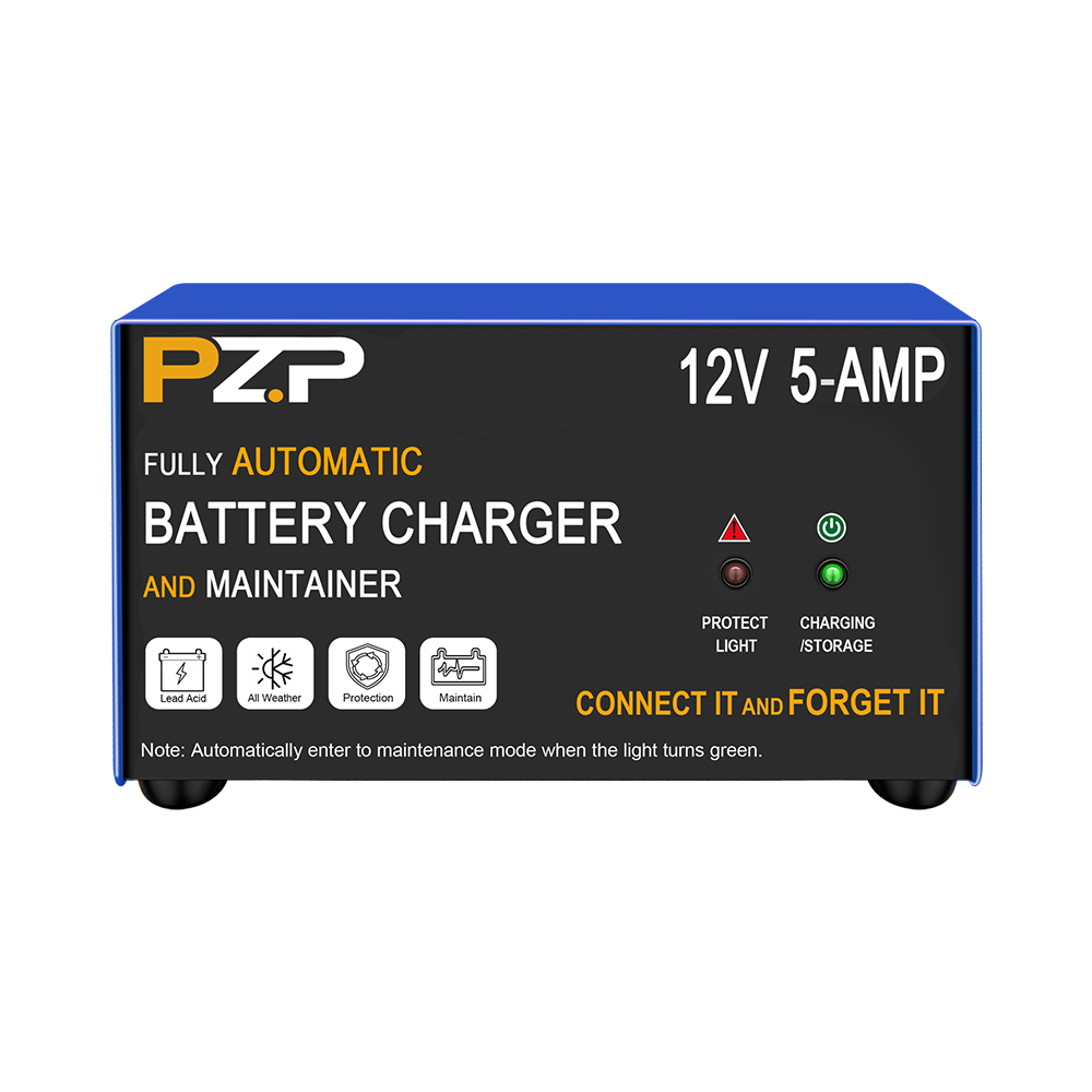 PZP 12V 5A Battery Charger Smart Automotive 12 Volt Trickle Charger and Maintainer Lead acid Battery Charger