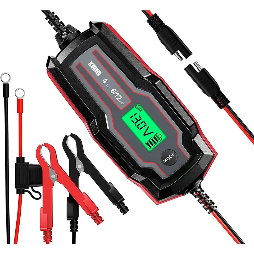 Electric Car Battery Charger 4A Automatic Smart Battery Charger/Maintainer with LCD Display Pulse Repair Charger Pack for Car