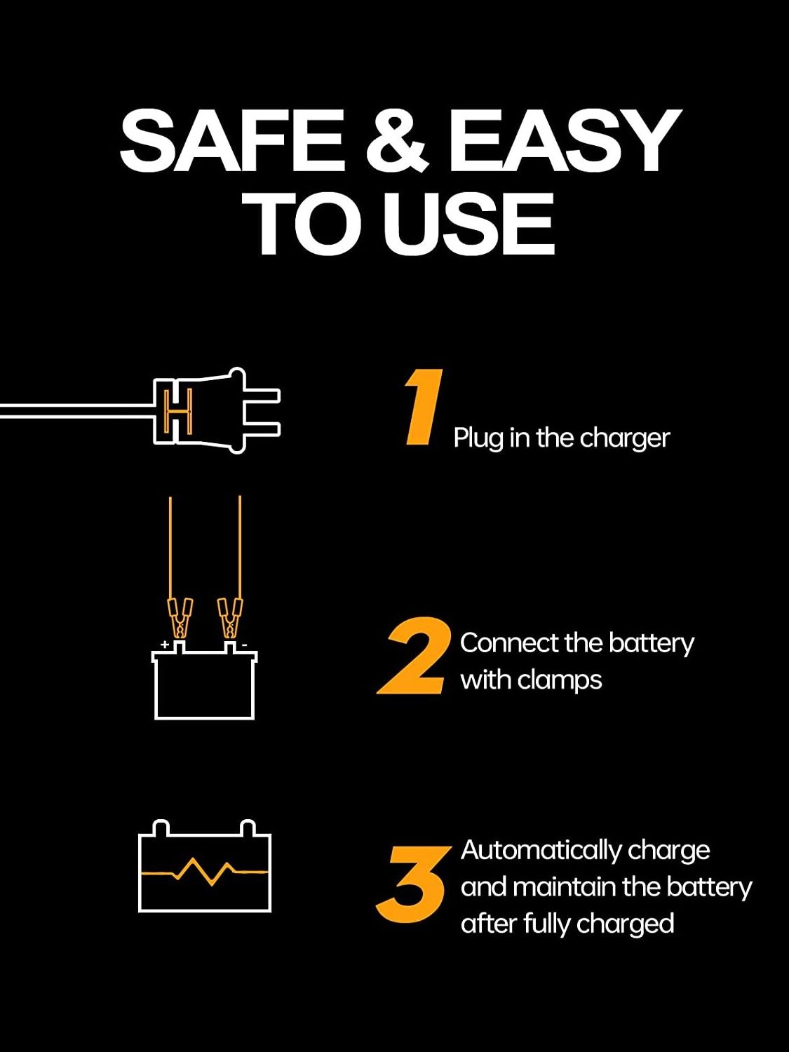 PZP 12V 5A Battery Charger Smart Automotive 12 Volt Trickle Charger and Maintainer Lead acid Battery Charger