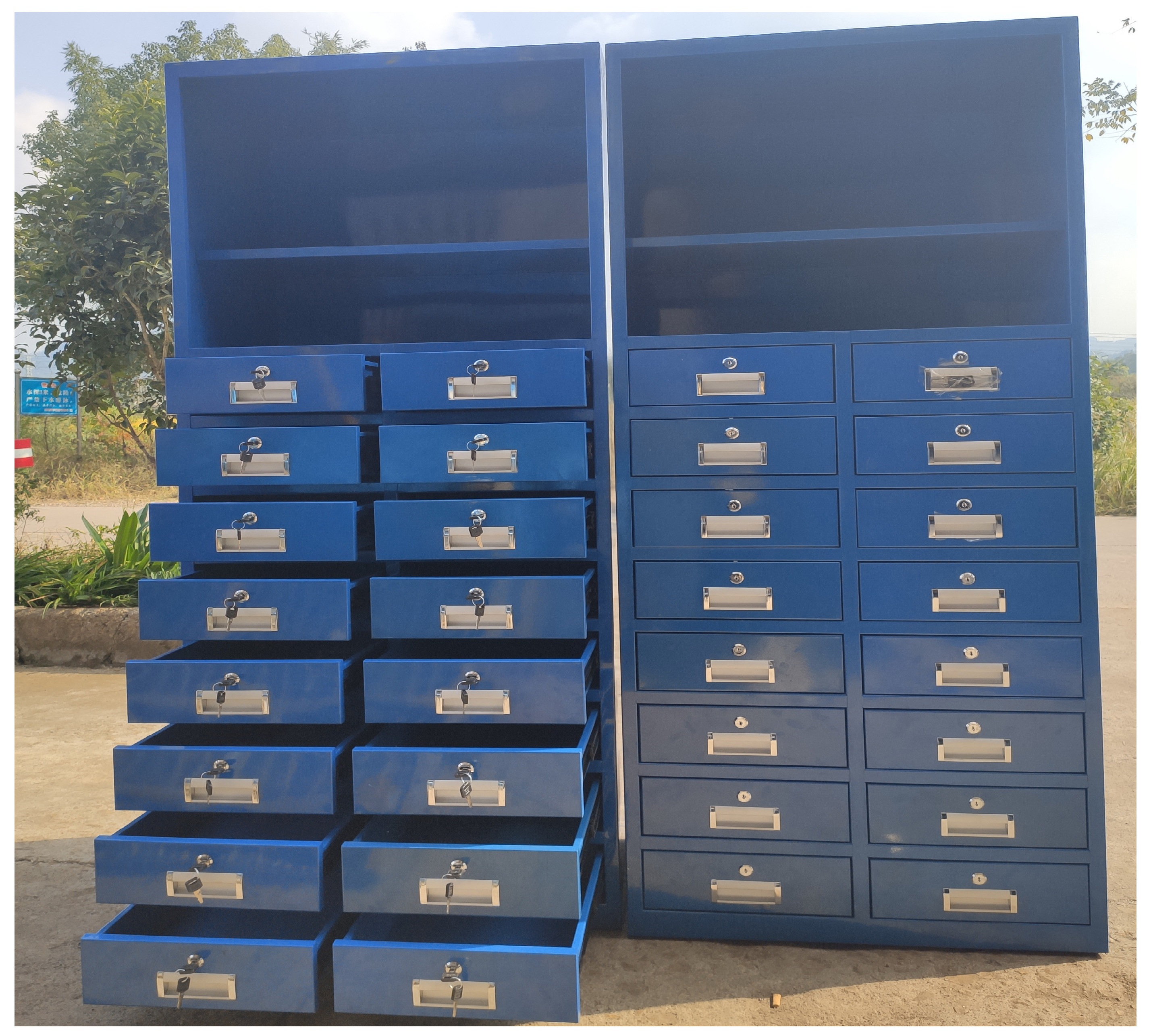 Metaltool chest and  tool cabinet with hook board used for workshop staff lockers