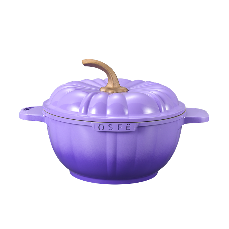 Factory Outlet 24cm Pumpkin Shape Aluminium Die Cast Casserole/Stew Pot Enamel Soup Pot with Lid for Cooking Oven