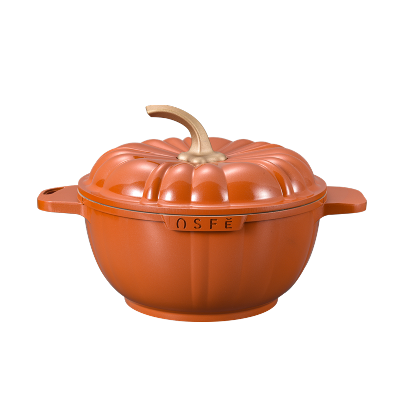 Factory Outlet 24cm Pumpkin Shape Aluminium Die Cast Casserole/Stew Pot Enamel Soup Pot with Lid for Cooking Oven