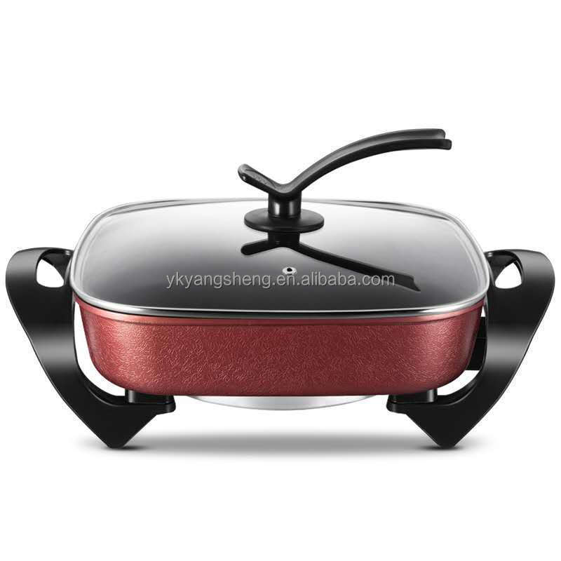 220v Desktop Barbecue Grill Flat-bottomed Non-stick Electric Frying Pan With Lid Electric Hot Pot