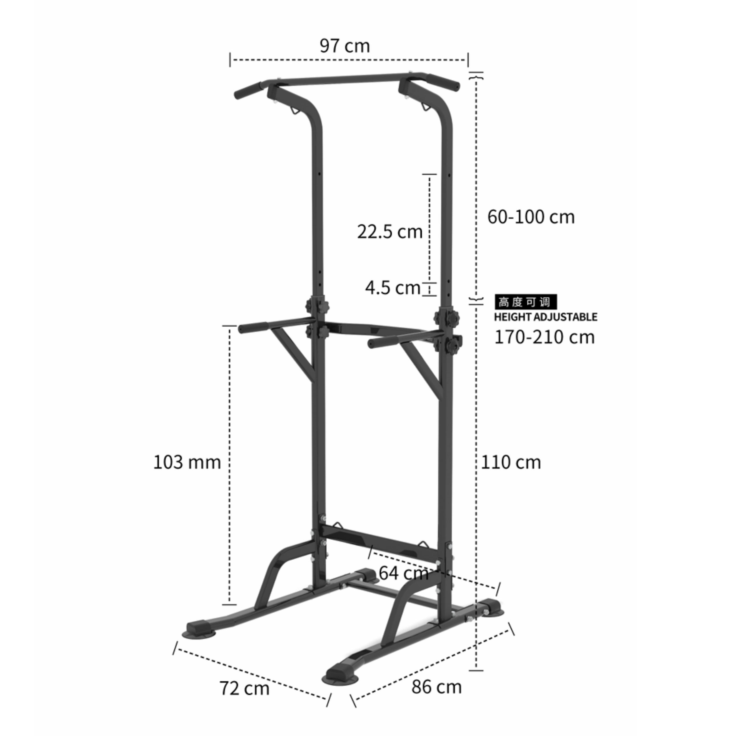 Multifunctional Ajustable Pull Up Rack Dumbbell Weight Bench Dips Push Up Rack With Resistance Band