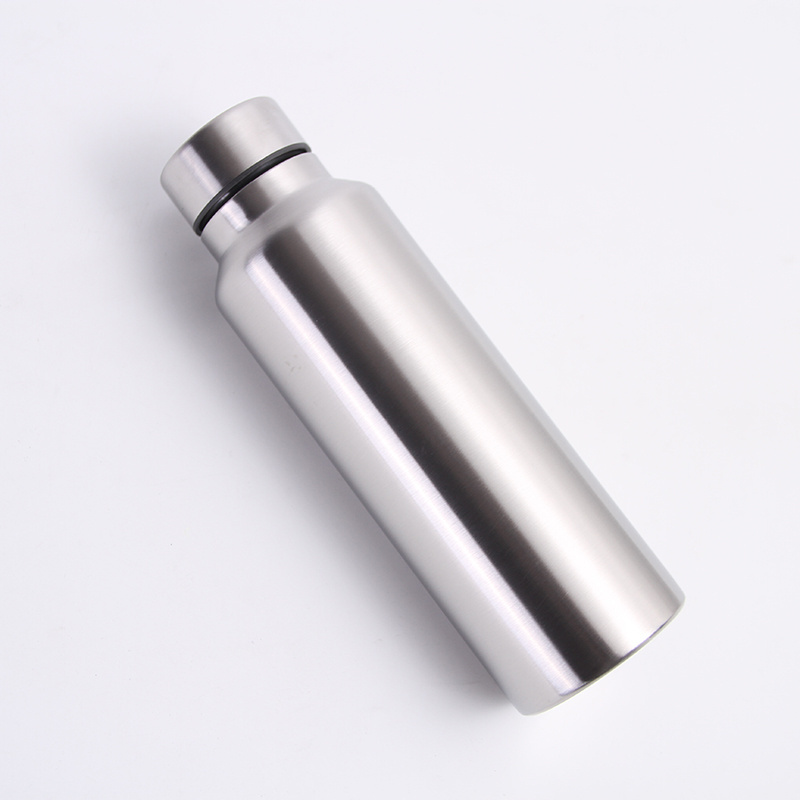 Custom logo single wall stainless steel water bottle promotional sports bottle  with lid