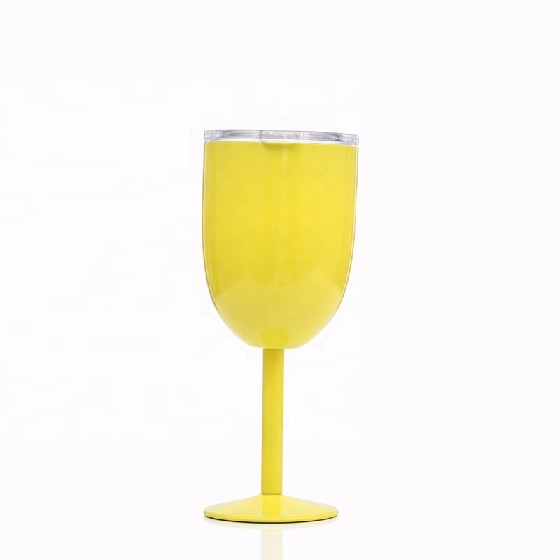 10 oz Customized Double Wall Glass Insulated Stemmed Wine Cup Stainless Steel Goblet