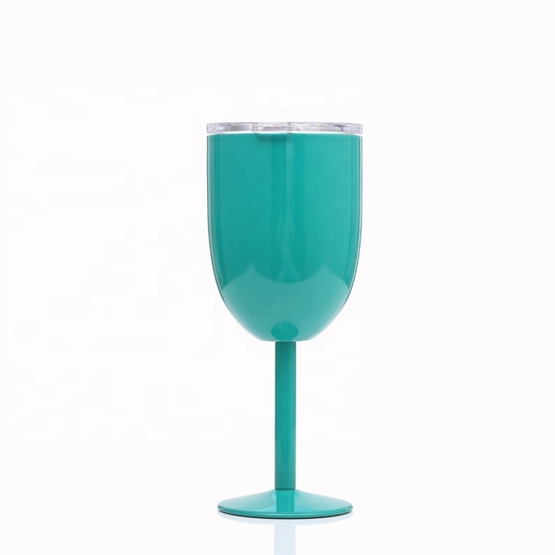 10 oz Customized Double Wall Glass Insulated Stemmed Wine Cup Stainless Steel Goblet